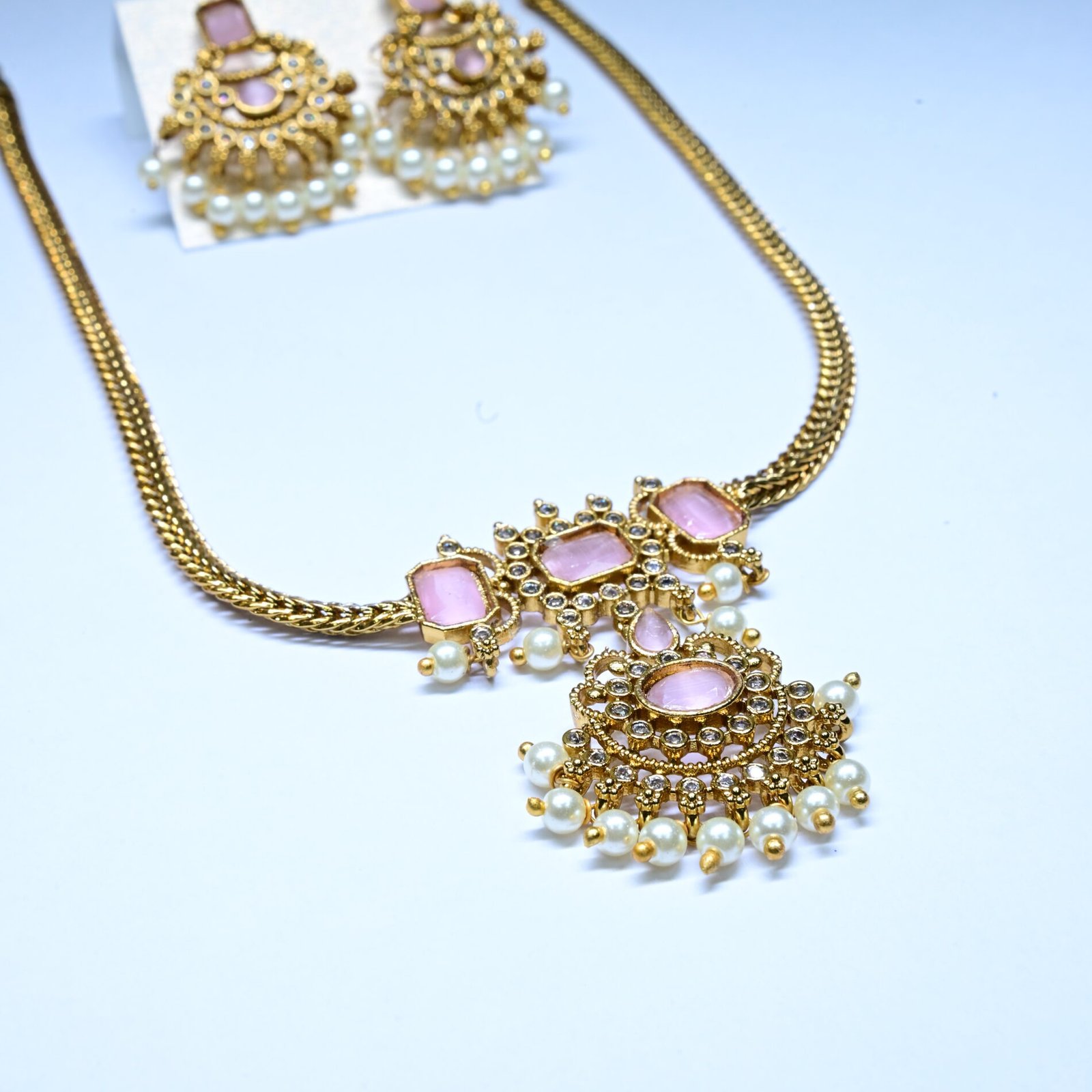 Pink Stone pendant Nanpatti