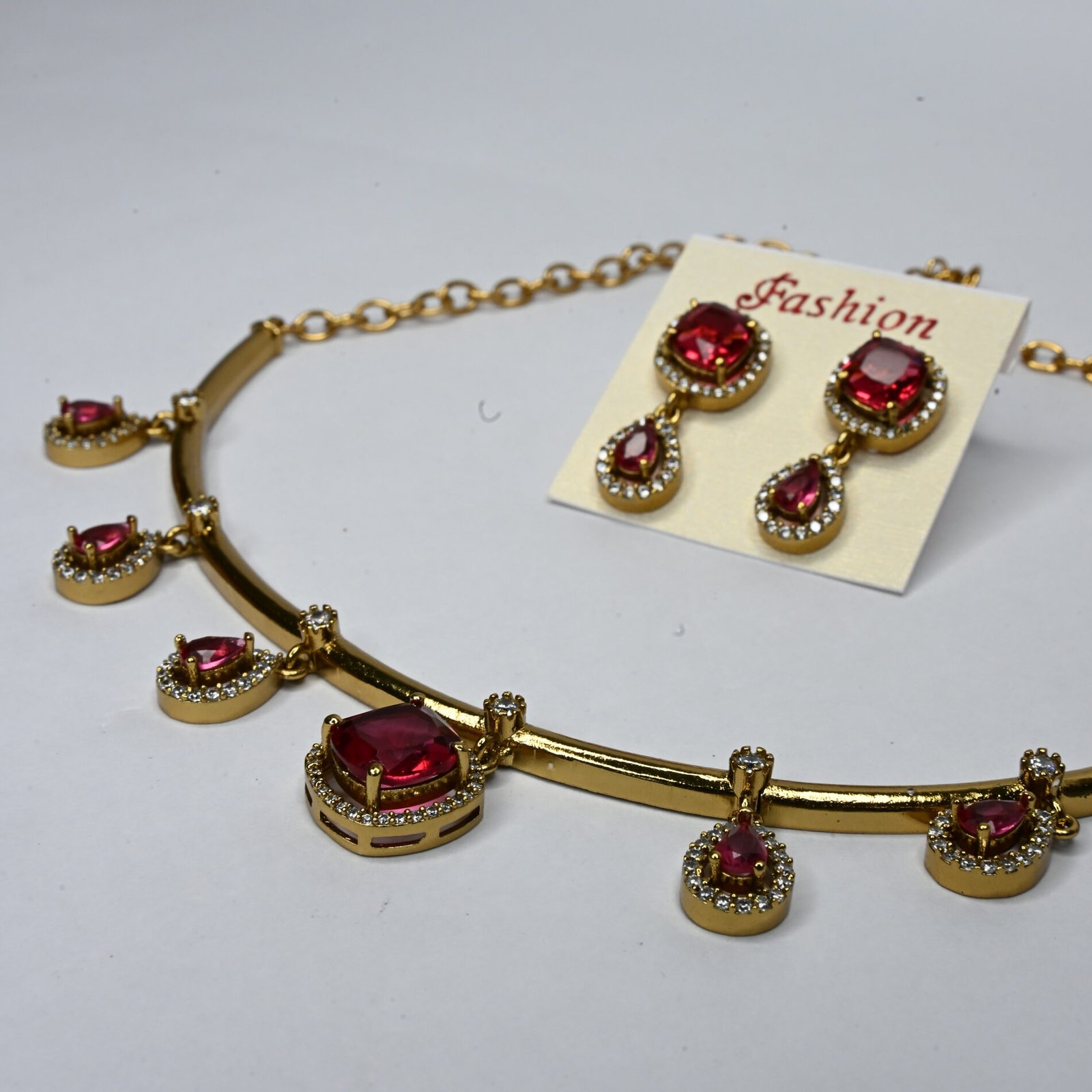 Red Stone Kada Type neck set