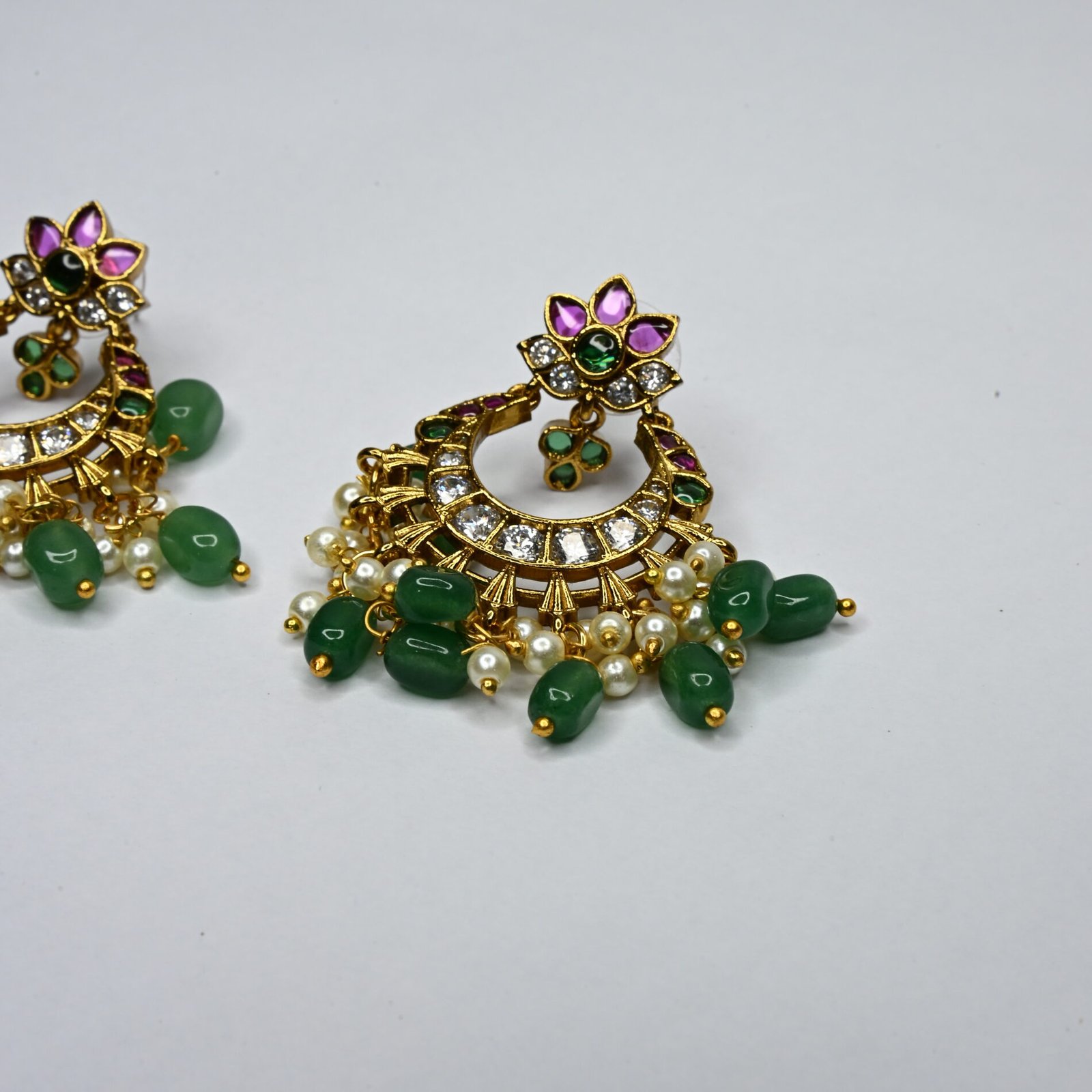 Jadau Kundan Chand Earrrings