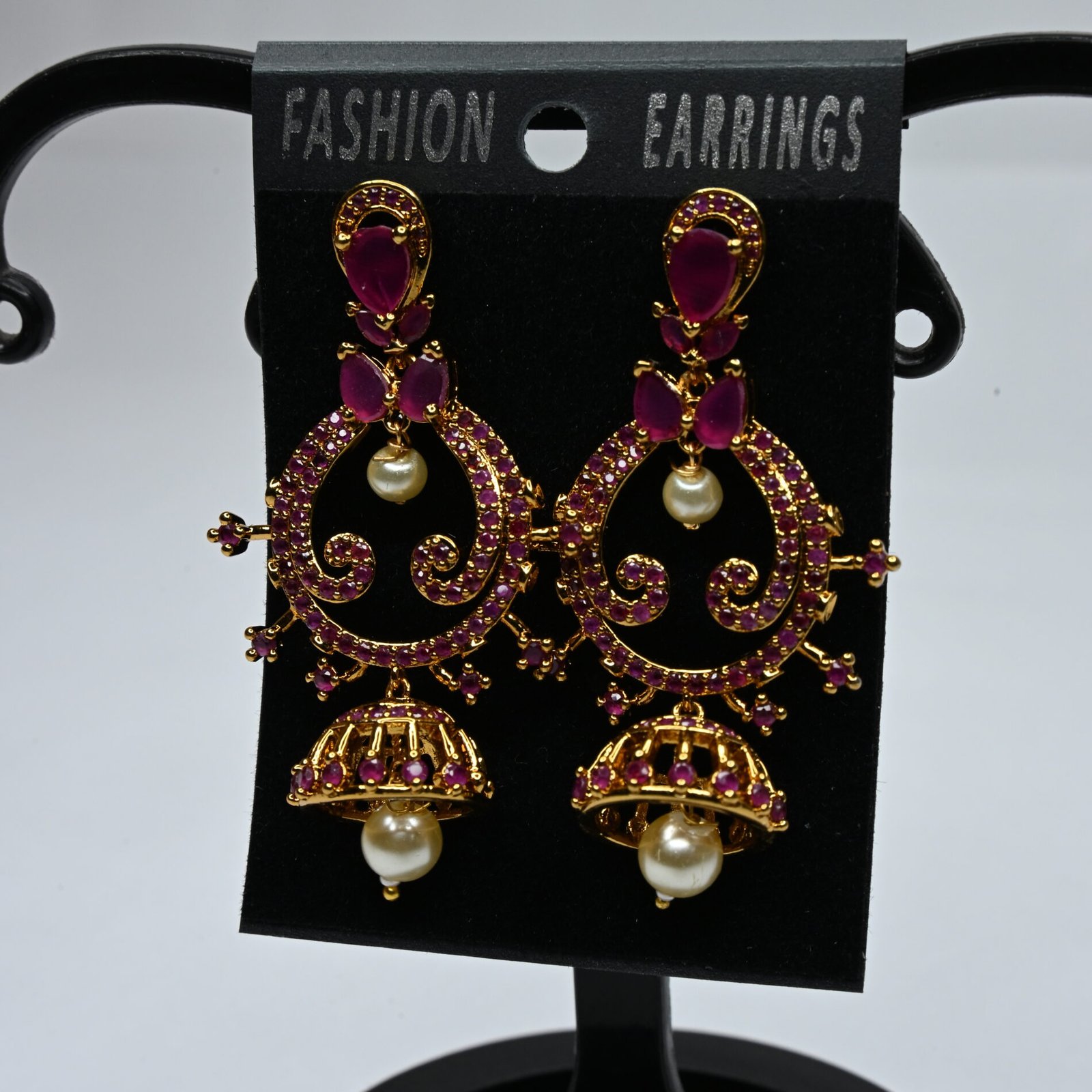 Pink Stone Designer Butta Earrings