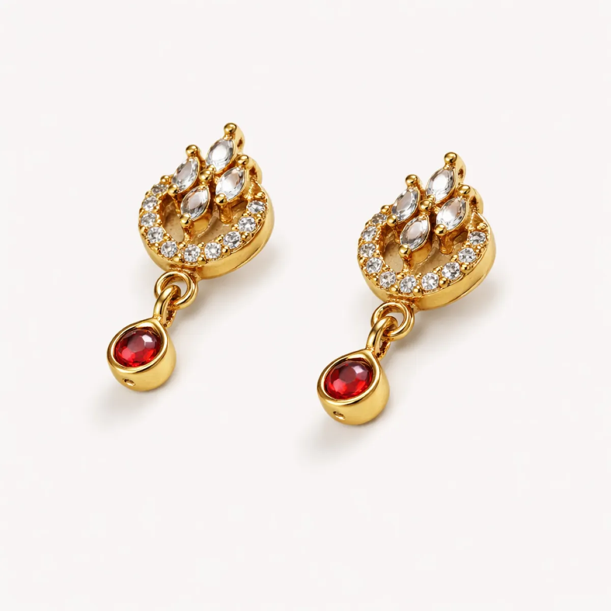 Elegant gold and ruby drop earrings (Square)_result Elegant gold and ruby drop earrings (Square)_result